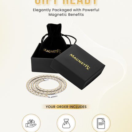 Powerful Silver & Gold Titanium Magnetic Therapy Necklace