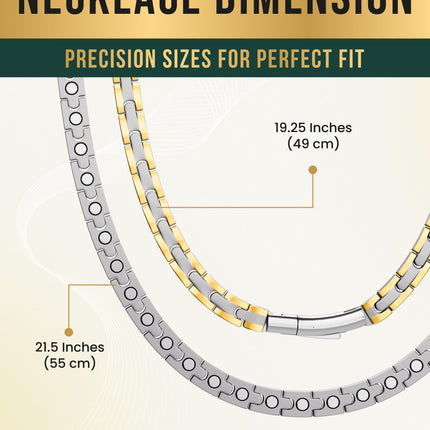 Powerful Silver & Gold Titanium Magnetic Therapy Necklace