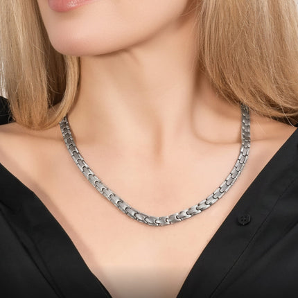 Powerful Silver Titanium Magnetic Therapy Necklace