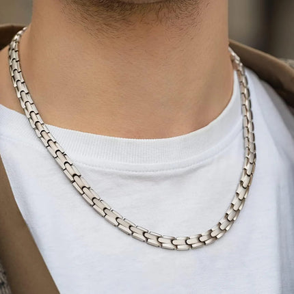 Powerful Silver Titanium Magnetic Therapy Necklace