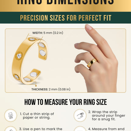 Crystal Magnetic Therapy Ring (Gold)