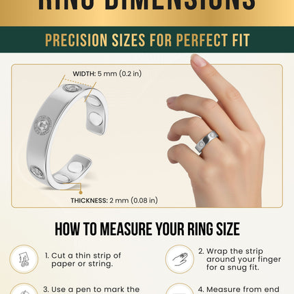 Crystal Magnetic Therapy Ring (Silver)