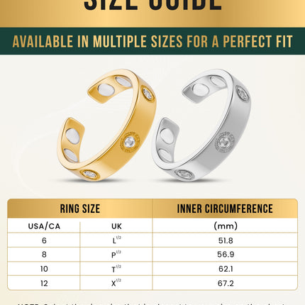 Crystal Magnetic Therapy Ring (Silver)