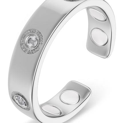 Crystal Magnetic Therapy Ring (Silver)