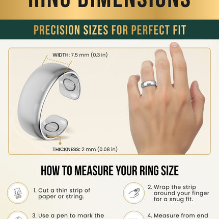 Magnetic Therapy Ring (Polished Silver)