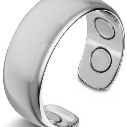 Magnetic Therapy Ring (Polished Silver)