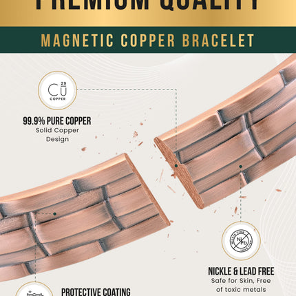 Stamped Chain Magnetic Copper Bracelet Cuff for Men