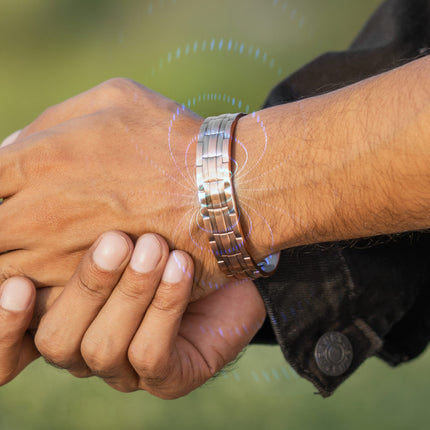 Stamped Chain Magnetic Copper Bracelet Cuff for Men