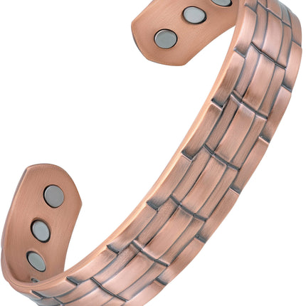 Stamped Chain Magnetic Copper Bracelet Cuff for Men