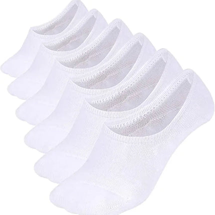 Comfort Rich Men's No Show Socks - Black, and White Cotton, Size 10-13