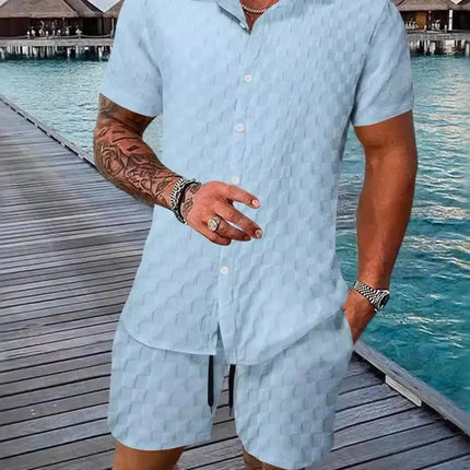 Men's Fashion Stylish Short Sleeve Top and Shorts Set