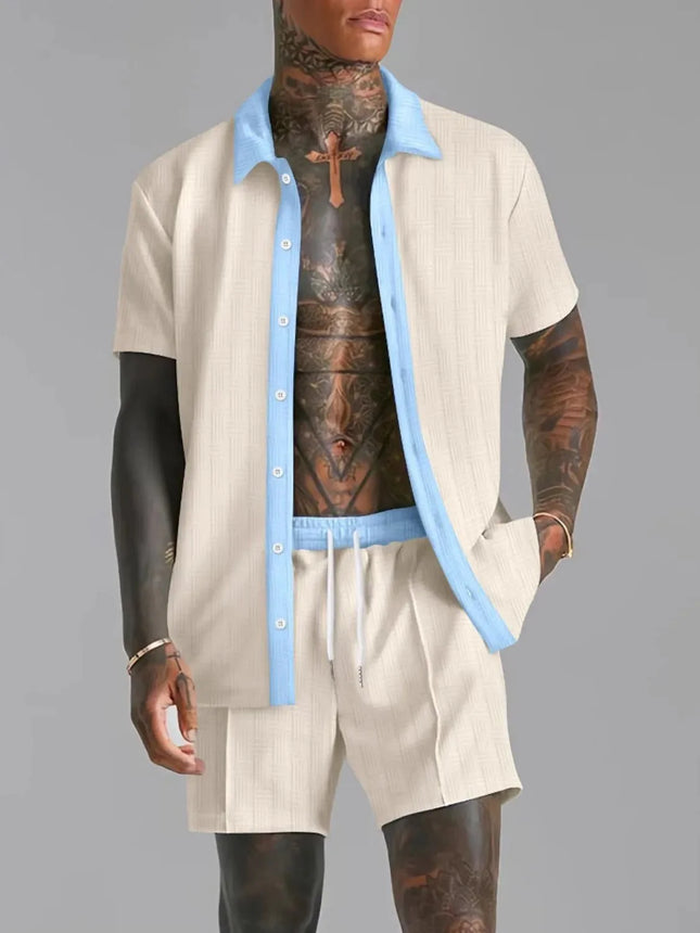 Men’s Fashionable Short Sleeve Top and Shorts Set