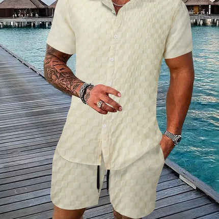 Men's Fashion Stylish Short Sleeve Top and Shorts Set