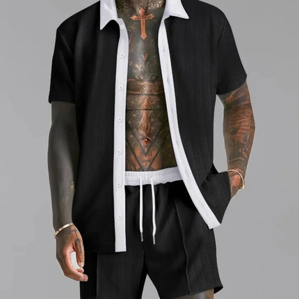 Men’s Fashionable Short Sleeve Top and Shorts Set