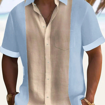 Men's Full Size Color Block Short Sleeve Shirt Plus Size