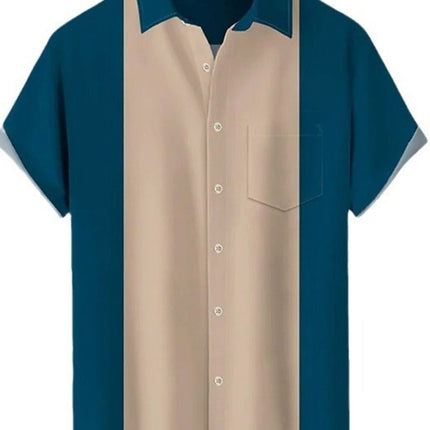 Men's Full Size Color Block Short Sleeve Shirt Plus Size