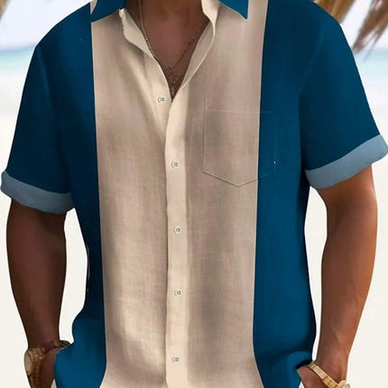 Men's Full Size Color Block Short Sleeve Shirt Plus Size