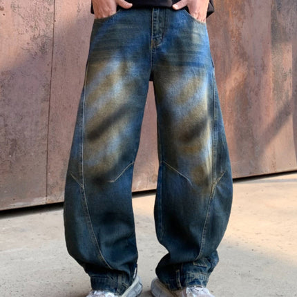 Men's Full Size Distressed Wide - Leg Jeans Plus Size