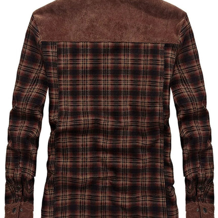 Men's Plaid Fleece Lined Snap Down Jacket