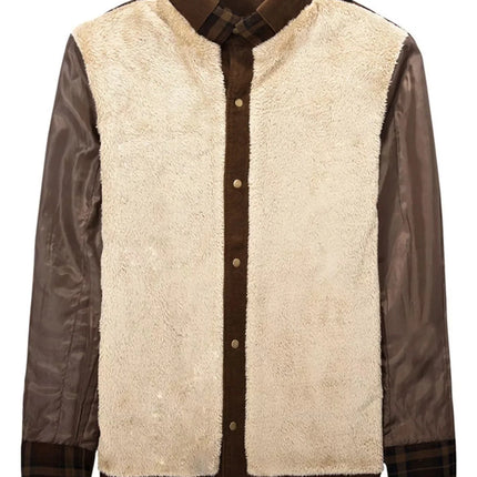 Men's Plaid Fleece Lined Snap Down Jacket