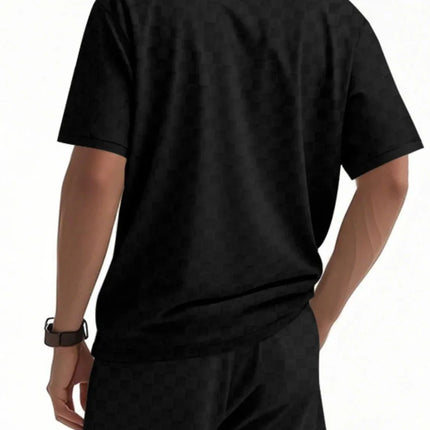 Men's Full Size Quarter Zip Short Sleeve Top and Shorts Set