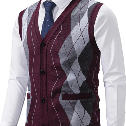 Men's Classic Argyle Pattern Knitted Sweater Vest