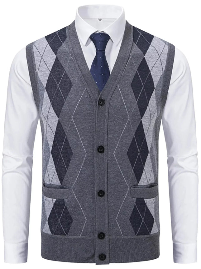 Men's Classic Argyle Pattern Knitted Sweater Vest