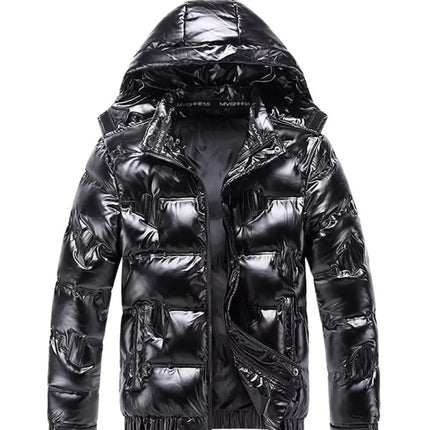 Men's Plus Size Zip Up Puffer Jacket with Hood