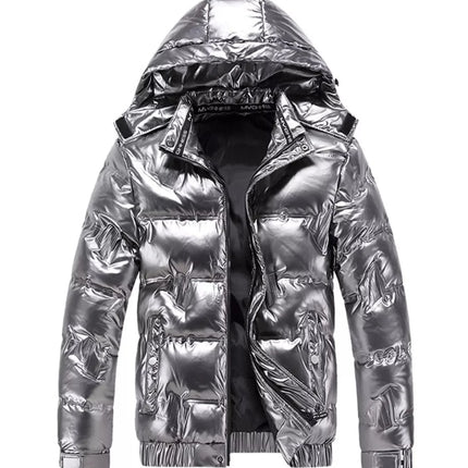 Men's Plus Size Zip Up Puffer Jacket with Hood