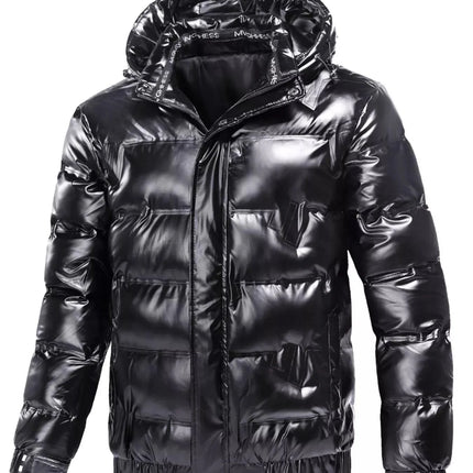 Men's Plus Size Zip Up Puffer Jacket with Hood
