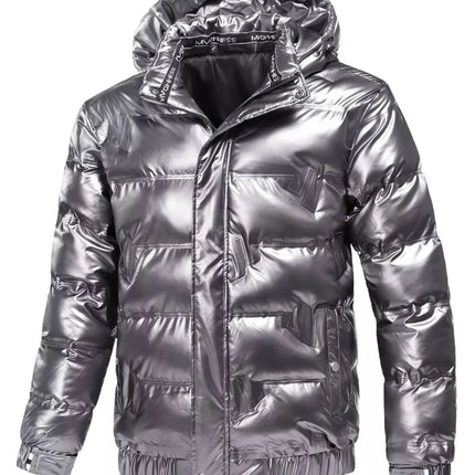 Men's Plus Size Zip Up Puffer Jacket with Hood