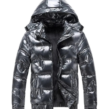 Men's Plus Size Zip Up Puffer Jacket with Hood