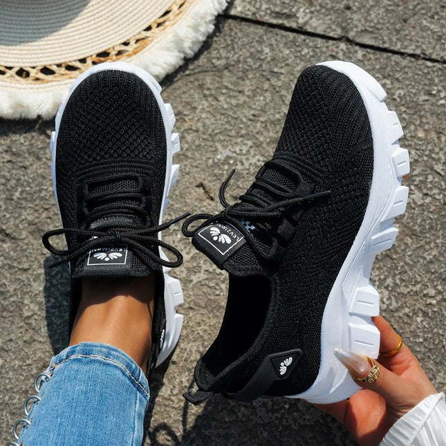 Fashion Mesh Lace Up Platform Athletic Sneakers