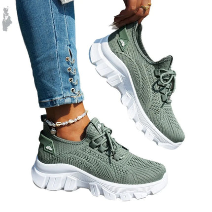 Fashion Mesh Lace Up Platform Athletic Sneakers