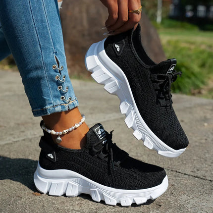 Fashion Mesh Lace Up Platform Athletic Sneakers