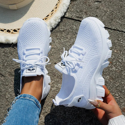 Fashion Mesh Lace Up Platform Athletic Sneakers