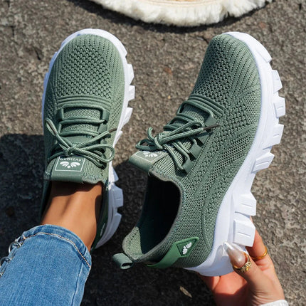 Fashion Mesh Lace Up Platform Athletic Sneakers