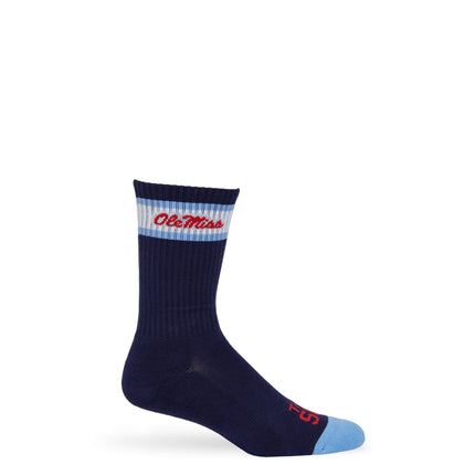 Navy Retro Script Casual Crew Socks