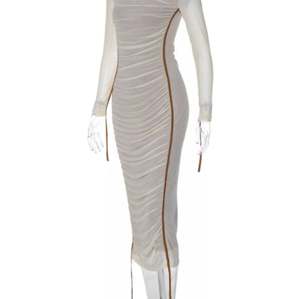 One-Shoulder Ruched Bodycon Midi Dress