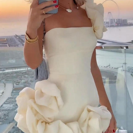 One-Shoulder Stylish Ruffle Mini Dress