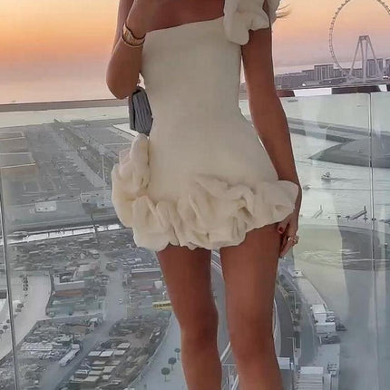 One-Shoulder Stylish Ruffle Mini Dress