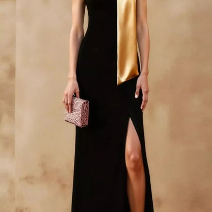 Stylish One-Shoulder Slit Maxi Dress