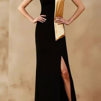 Stylish One-Shoulder Slit Maxi Dress