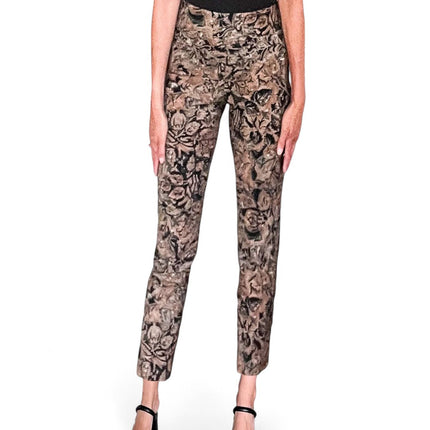 Krazy Larry P507 Brown Leaves Ankle Pull on Pant