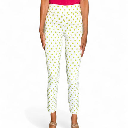 Krazy Larry P507 Pull on Pant - Lime Polka Dot