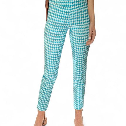 Krazy Larry P507 Pull on Pant - Turquoise Mini Houndstooth
