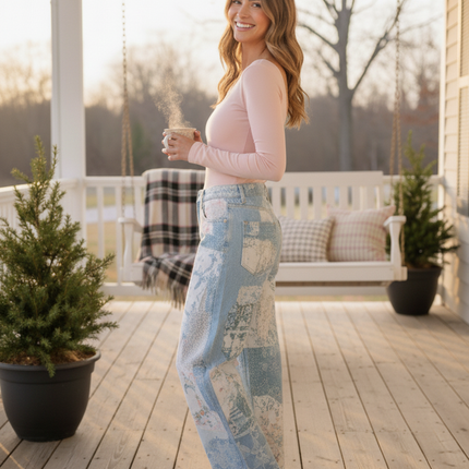 Emily Ann: Petticoat Patch Barrel Leg Jeans
