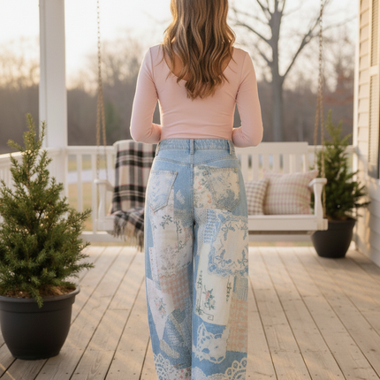Emily Ann: Petticoat Patch Barrel Leg Jeans