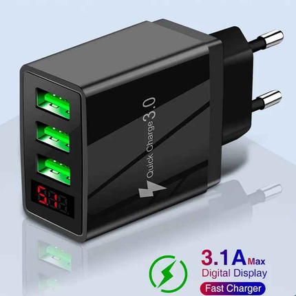 PBG 3 port LED Display Wall Charger  and 3 in 1 Cable Bundle