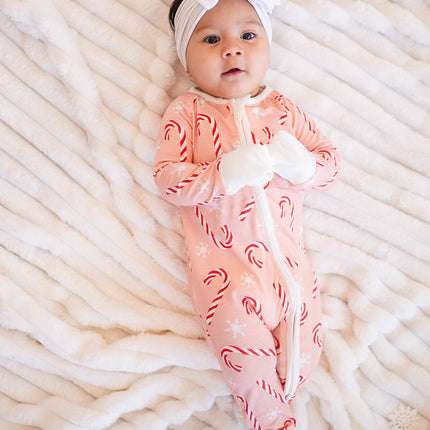 Pink Candy Cane (Convertible Zip Footies)